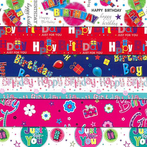 Assorted Sheets Birthday Wrapping Paper - Per Sheet - 69cm