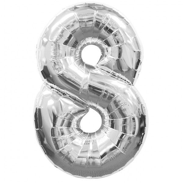 Silver Number 8 Foil Balloon - 35"