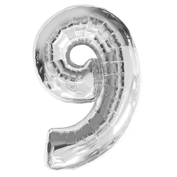 Silver Number 9 Foil Balloon - 35"