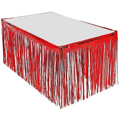 Red Metallic Table Skirting - 76cm x 4.3m
