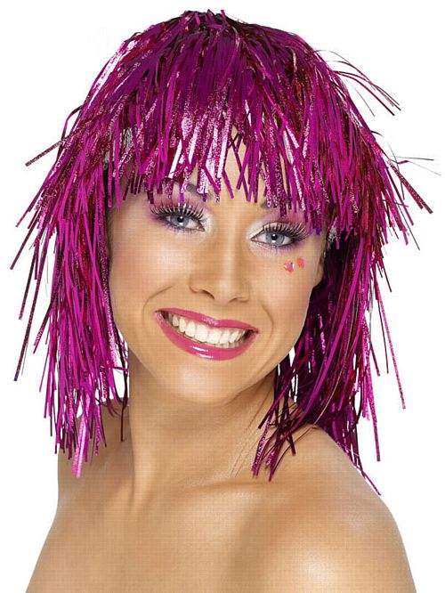 Pink Tinsel Wig