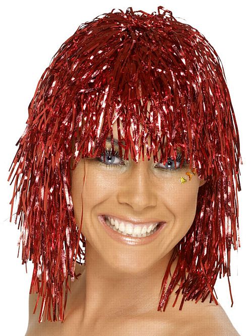 Red Tinsel Wig