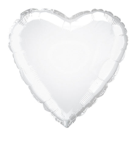 White Heart Shaped Foil Balloon 18