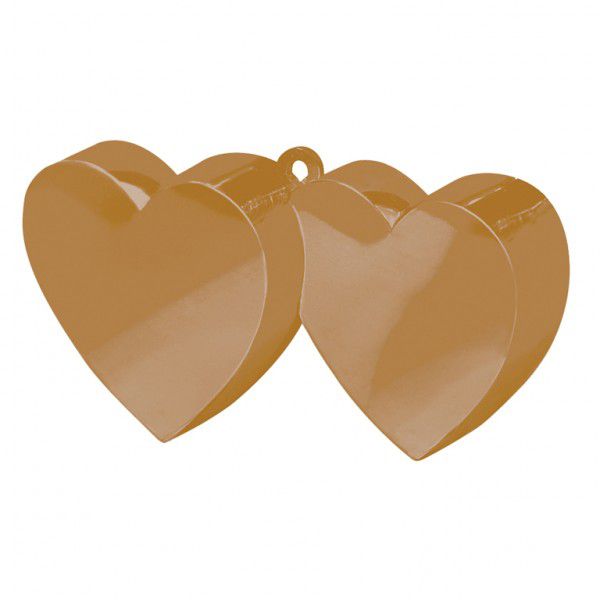 Double Heart Gold Balloon Weights