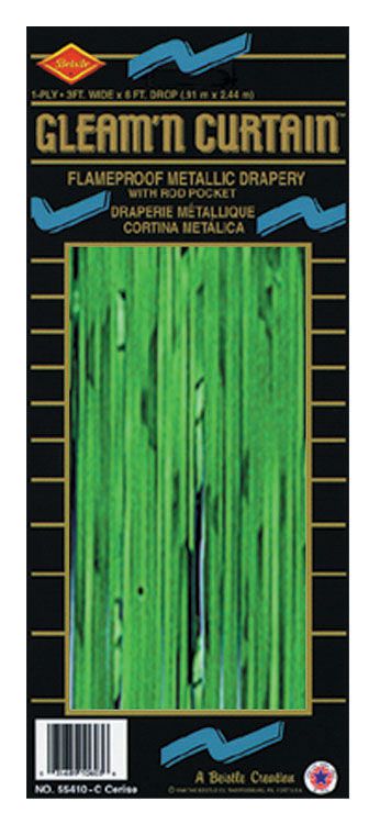 Green Shimmer Curtain - Flame Retardent - 2.44m x 92cm