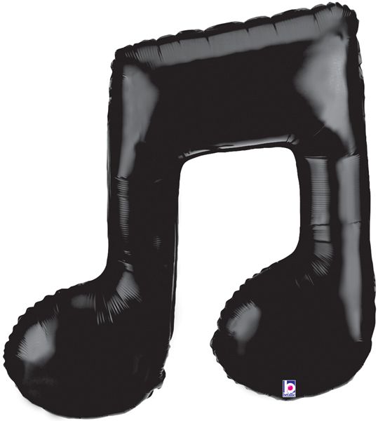 Black Double Note Foil Balloon - 36"