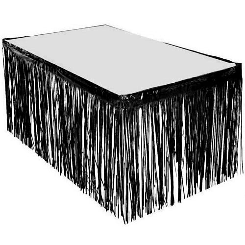 Black Metallic Table Skirting - 76cm x 4.3m