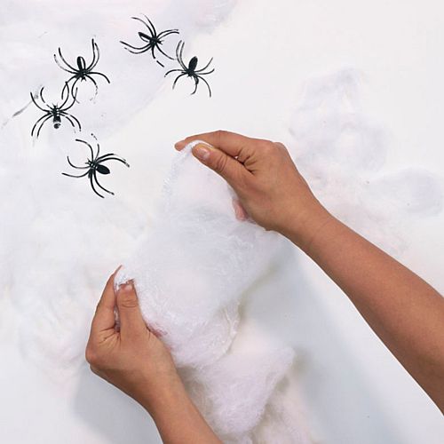 Halloween Giant White Spiders Web Decoration - 5 Spiders Included - 40g