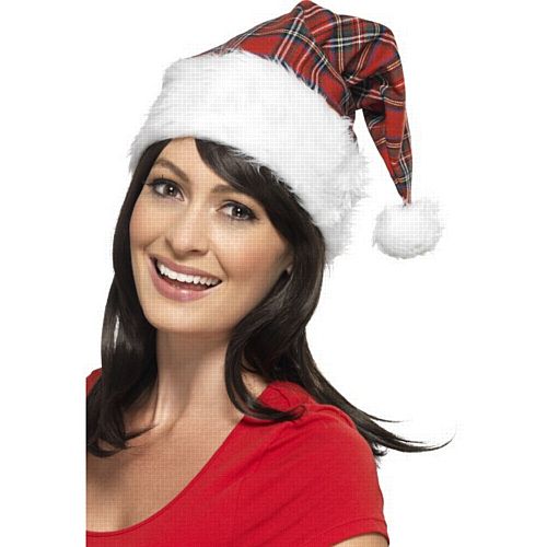 Red Tartan Santa Hat