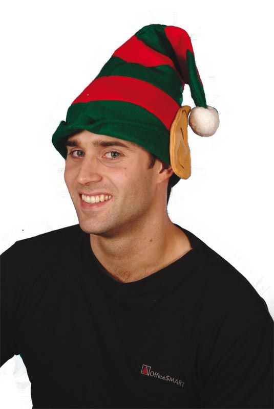 Red & Green Elf Hat with Ears