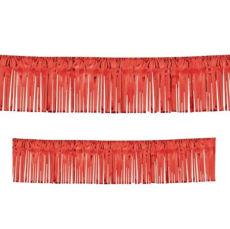 Red Metallic Fringed Drapes - 3m
