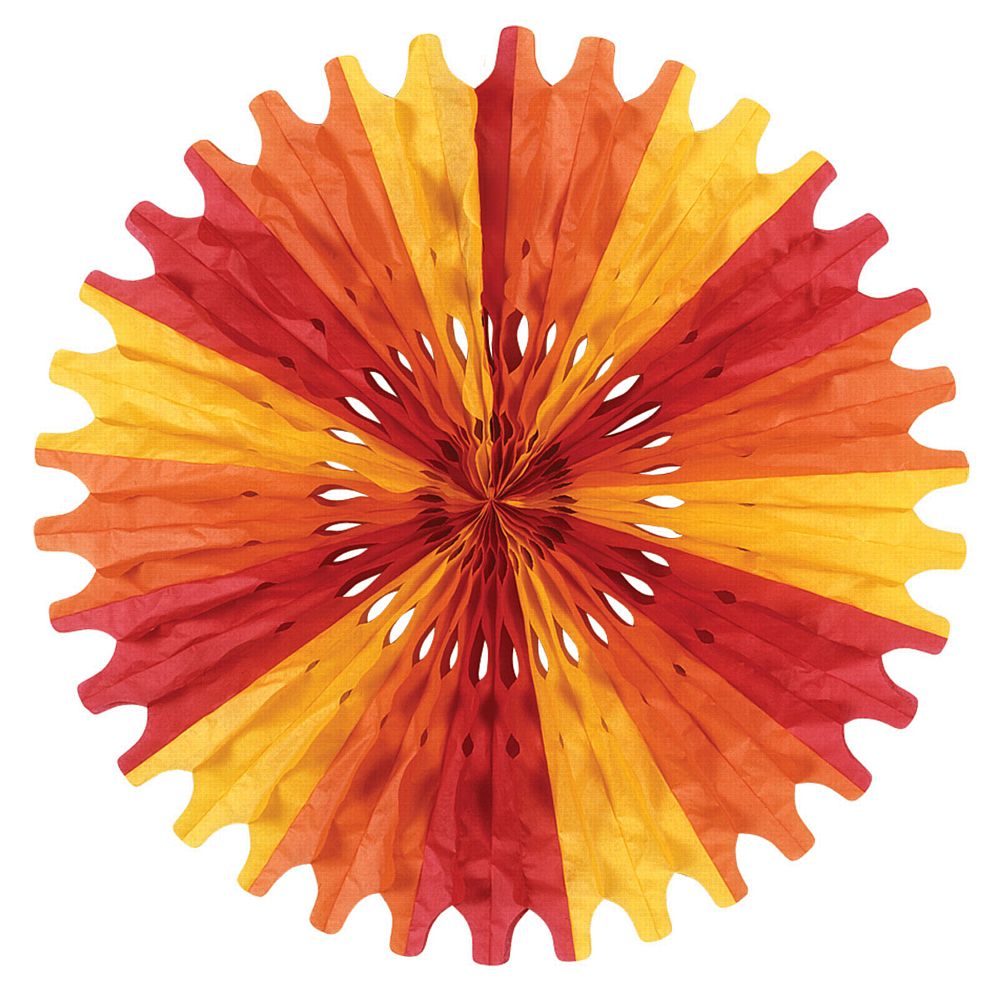 Red, Orange & Yellow Paper Fan - 63.5cm