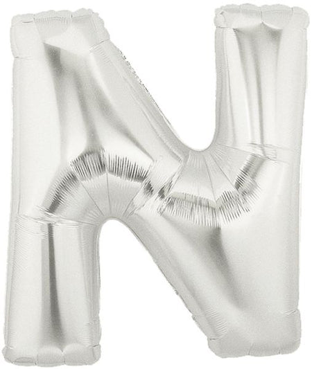 Silver Letter N Foil Balloon - 40