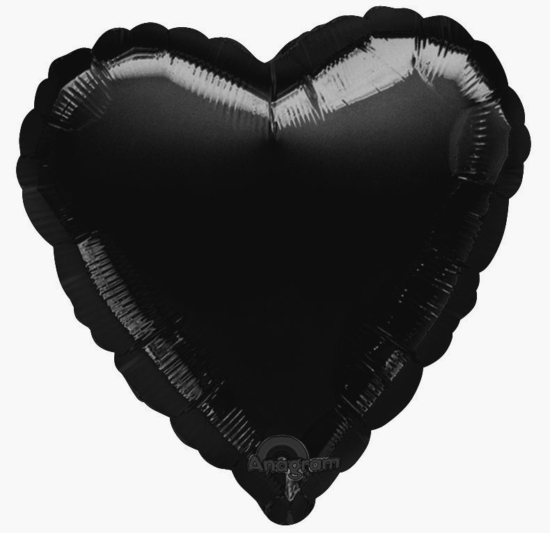 Black Heart Shaped Foil Balloon 18"