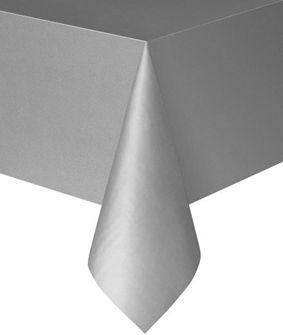 Silver Plastic Tablecloth 1.4m x 2.8m
