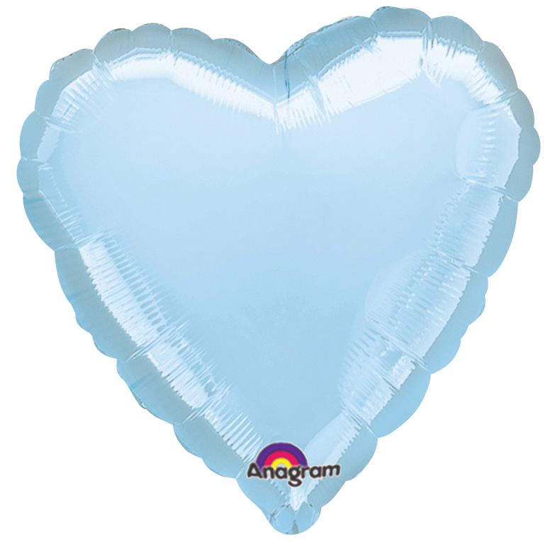 Light Blue Heart Shaped Foil Balloon 18"