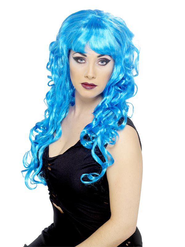 Long Blue Curly Siren Wig