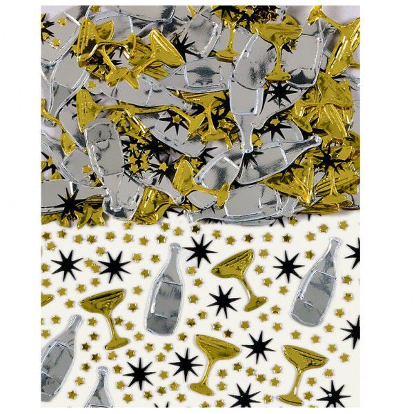 Black, Gold & Silver Champagne Confetti - 14g