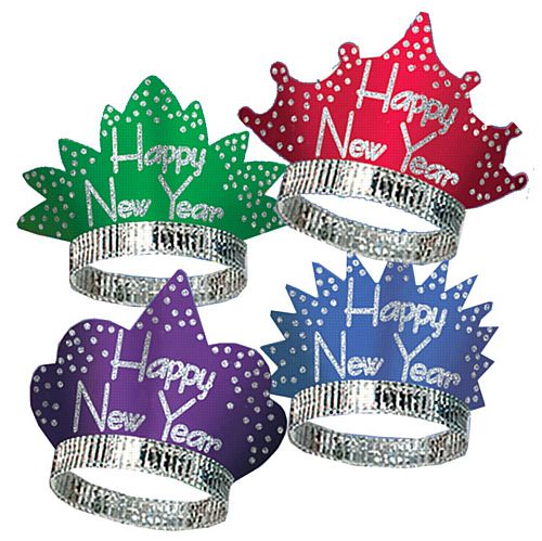 Happy New Year Headliner Tiaras - Assorted Colours - Each