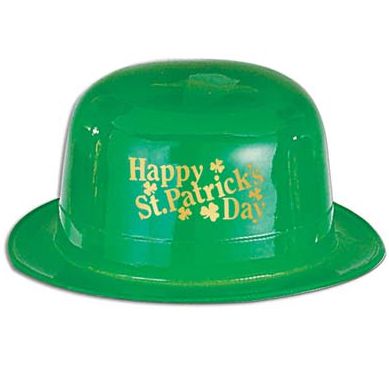 Happy St Patricks Day Plastic Derby Bowler Hat