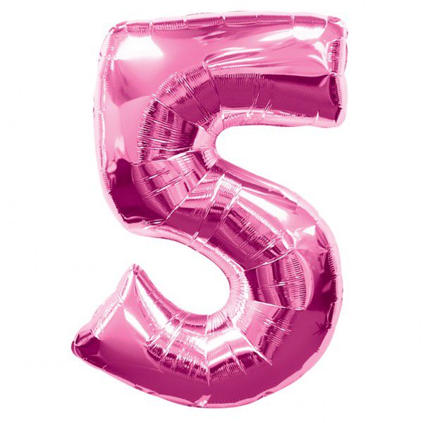 Pink Number 5 Foil Balloon - 35"