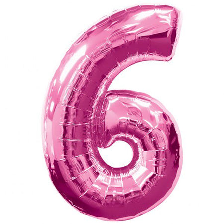 Pink Number 6 Foil Balloon - 35