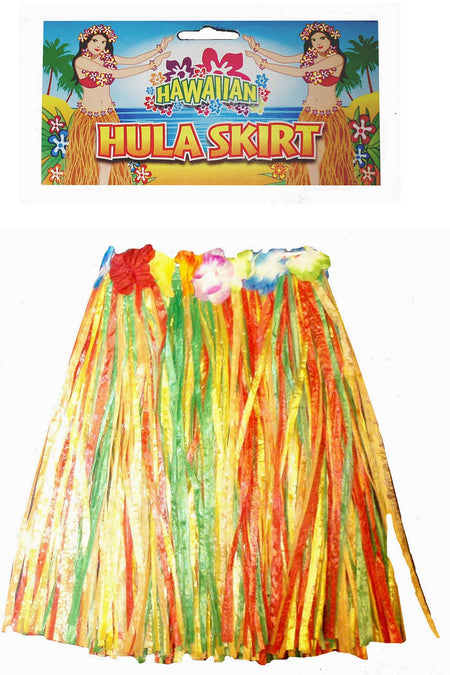 Child's Multicolour Grass Skirt With Flowers- 43cm