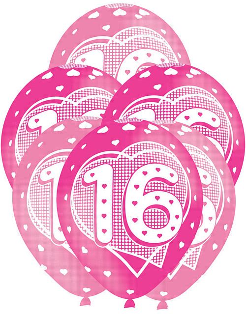 Pink 16th Birthday Balloons 11" - Pack of 6