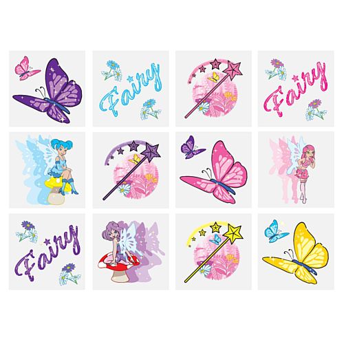 Mini Fairy Tattoos - Assorted Designs - 4cm - Pack of 12