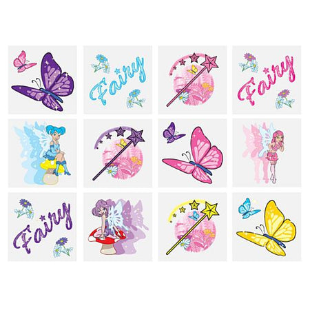 Mini Fairy Tattoos - Assorted Designs - 4cm - Pack of 12