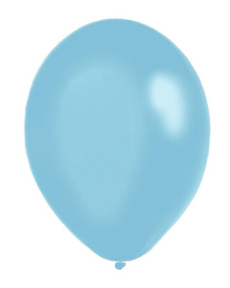 Pale Blue Metallic Latex Balloons - 12