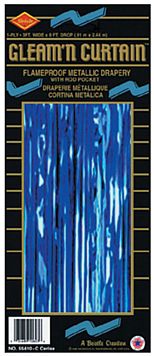 Blue Shimmer Curtain - Flame Retardent - 2.5m x 90cm