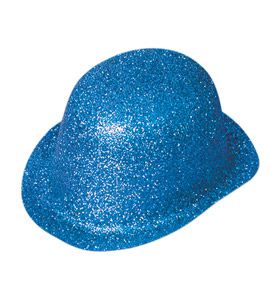 Blue Glitter Bowler Hat