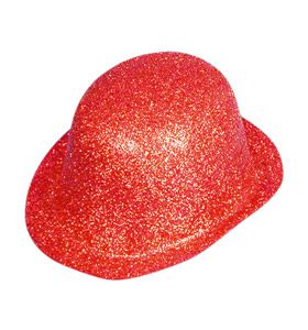 Red Glitter Bowler Hat