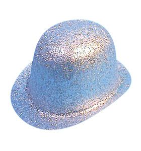 Silver Glitter Bowler Hat