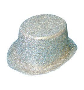 Silver Glitter Top Hat