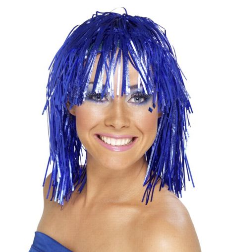 Blue Tinsel Wig