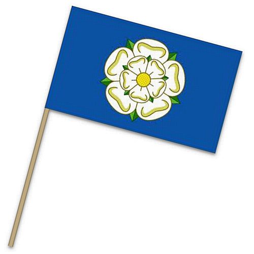 Yorkshire Rose Cloth Flag On Pole - 18" x 12"