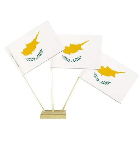 Cypriot Paper Table Flags - 15cm on 30cm Pole - Each