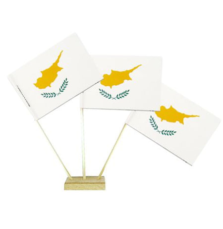 Cypriot Paper Table Flags 15cm on 30cm Pole