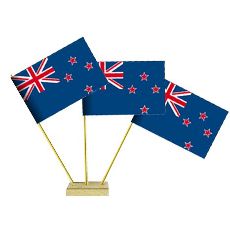 New Zealand Paper Table Flags 15cm on 30cm Pole