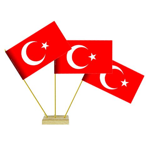Turkish Paper Table Flags 15cm on 30cm Pole
