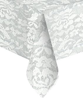 White Lace Plastic Tablecloth 1.4m x 2.8m