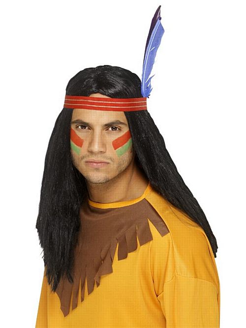 Indian Brave Wig & Feather Headband