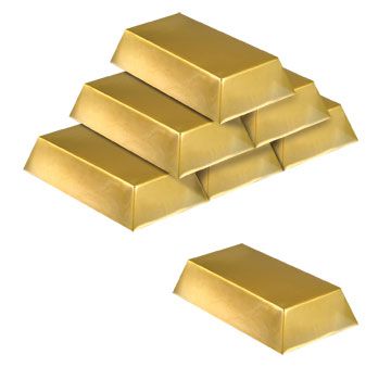 Plastic Gold Bars - 17.8cm - Pack of 6