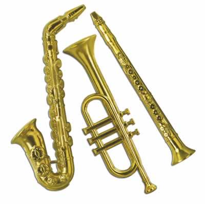 Gold Plastic Musical Instruments 17"-21" - Pack of 3