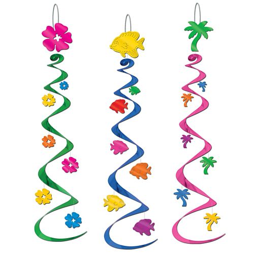 Luau Whirls - Assorted Designs - 76.2cm - Pack of 3