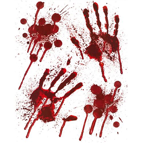 Halloween Bloody Hands Window Stickers - 27.9cm - Set of 4