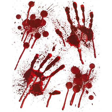 Halloween Bloody Hands Window Stickers - 28cm - Set of 4