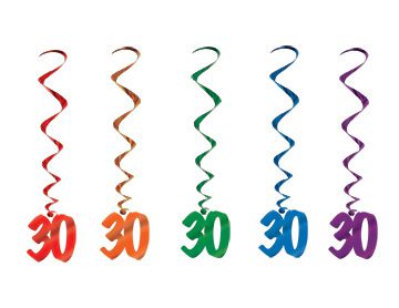 30th Number Whirls - Pack of 5